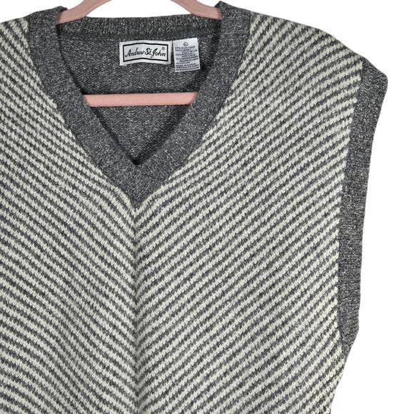Andrew St. John Sweater Vest Women Large Gray V Neck Silk Linen Angora Blend VTG - Picture 5 of 9
